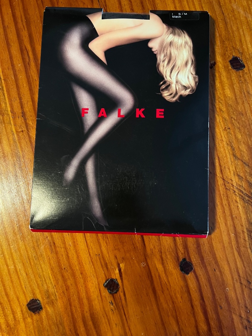 NIB Falke Black Ribbed Fashion Tights Style 40867 Size S/M